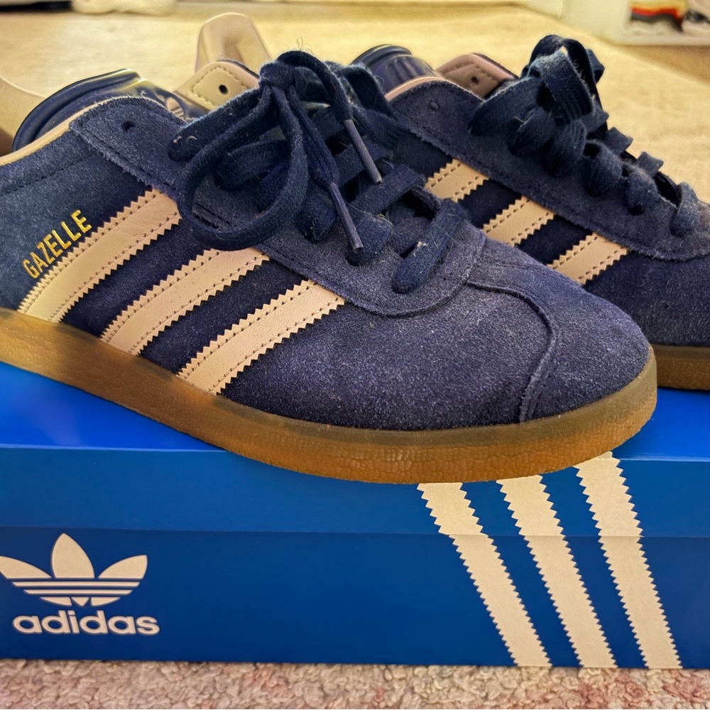 adidas Navy and Light Pink Sneakers with Gold Accent